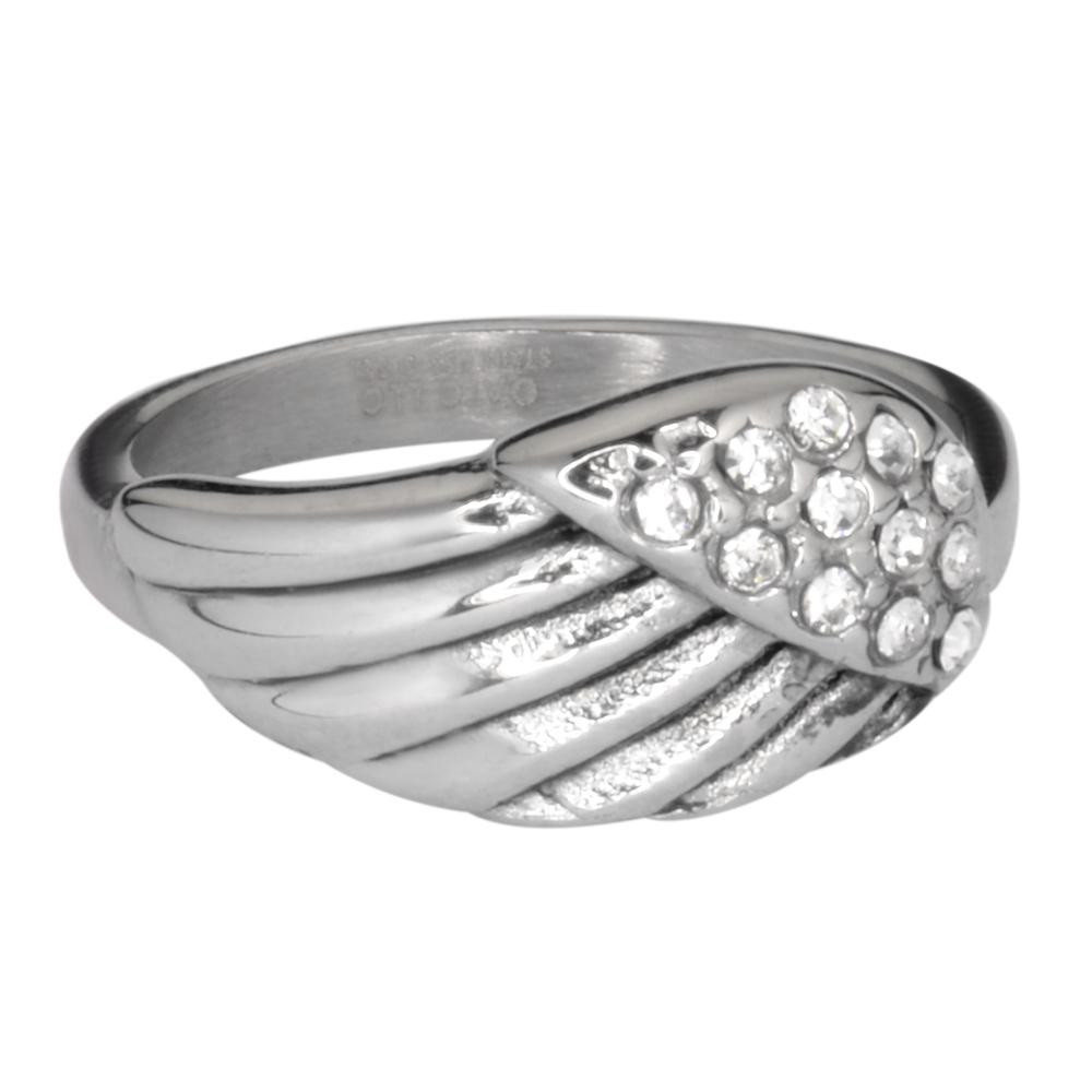 Ladies Single Angel Wing Ring with Bling Lady Biker Stainless Steel Sizes 5-10 Ladies Single Angel Wing Ring with Bling Lady Biker Stainless Steel Sizes 5-10 - Product Image