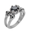 Ladies Four Skulls Solitaire RingBlack Ice CZ Stainless Steel Sizes 5-10