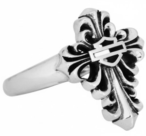 Harley-Davidson&reg; Ladies Filigree Cross Bar & Shield Logo Ring Sterling Silver  HDR0311 - Product Image