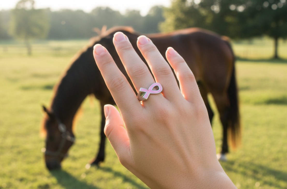 Ladies Pink Ribbon Ring Breast Cancer Awareness Ring Stainless Steel ...