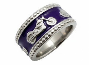 Ladies Purple Motorcycle Bike Ring Lady Biker Two-Tone Stainless Steel  Sizes 6 - 9 - Product Image
