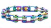 Ladies Rainbow Stainless Steel Motorcycle Biker Bracelet
