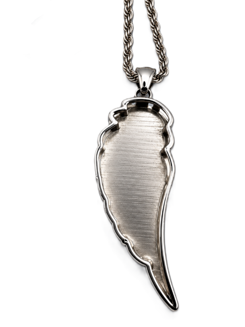 Large Angel Wing &amp; Bling Pendant on Rope Chain Lady Biker Necklace Stainless Steel