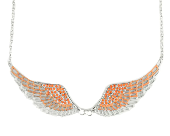 Large Bright Orange Angel Wing Jewelry Women's Pendant & Necklace Stainless Steel Bling Large Bright Orange Angel Wing Jewelry Women's Pendant & Necklace Stainless Steel Bling - Product Image
