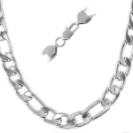 Large Iron Cross Pendant &amp; 11mm Figaro Link Chain Men's Necklace Stainless Steel