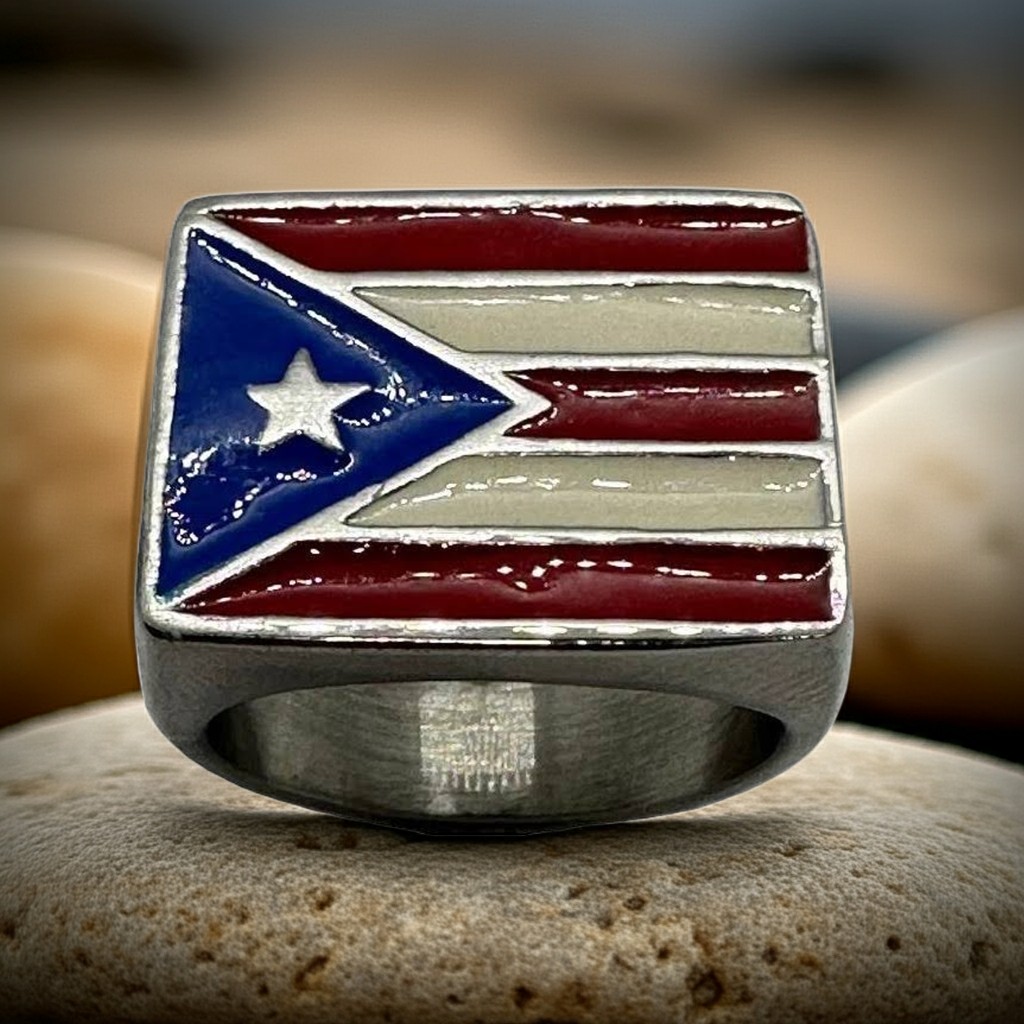 Puerto Rico Rings Men's Puerto Rico Flag Ring Full Color Enameled Stainless Steel Sizes 8 ...