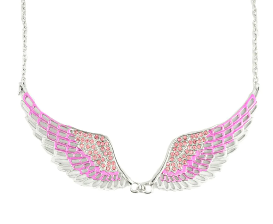 Large Pink Angel Wing Jewelry Women's Pendant & Necklace Stainless Steel Large Pink Angel Wing Jewelry Women's Pendant & Necklace Stainless Steel - Product Image