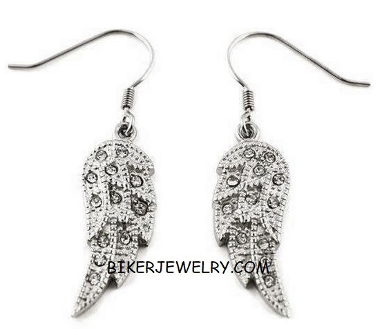 French Wire Earring Stainless Steel Angel Wing Ladies Bling French Wire Earring Stainless Steel Angel Wing Ladies Bling - Product Image