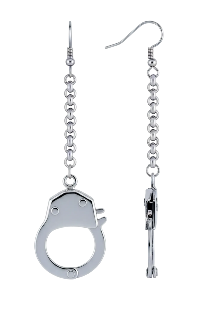 Long Chain Handcuff Dangle Earrings Unisex Stainless Steel SE6 - Product Image