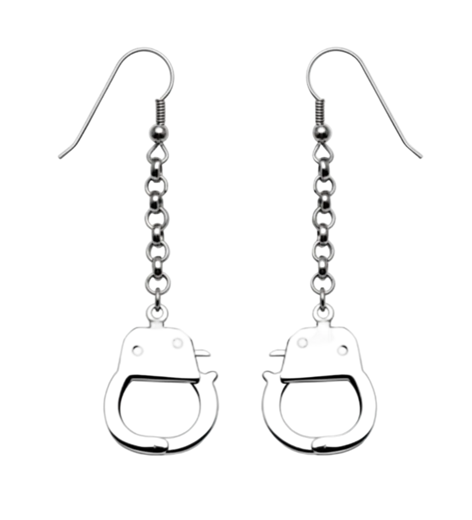 Long Chain Handcuff Dangle Earrings Unisex Stainless Steel SE6