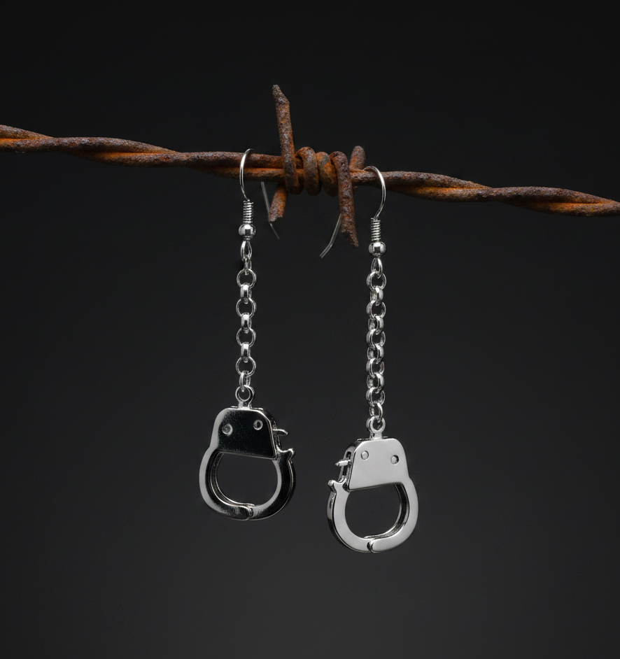 Long Chain Handcuff Dangle Earrings Unisex Stainless Steel SE6