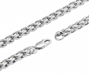 Long Jaw Skull Pendant on 2mm Foxtail Link Chain Unisex Necklace Stainless Steel