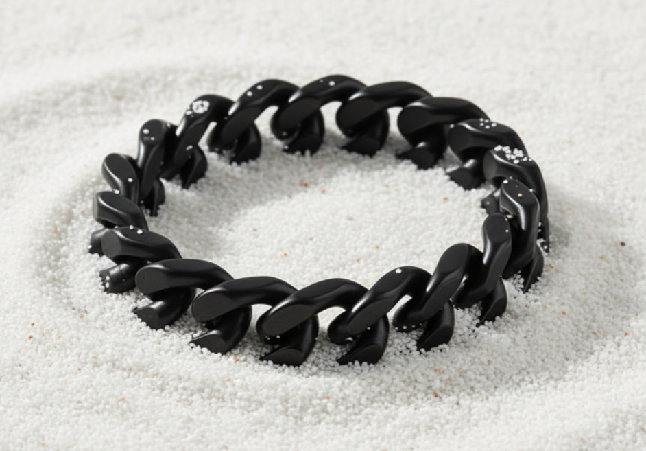 Men's 12mm Black Cuban Link Bracelet Designer Stainless Steel 