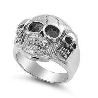 Men's "3 Skulls" Biker Ring Stainless Steel  Sizes 9-16