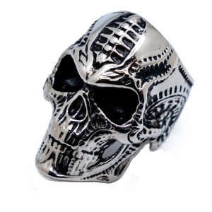 Men's Big Stainless Steel Biomechanical Ring  Sizes 10-15 - Product Image