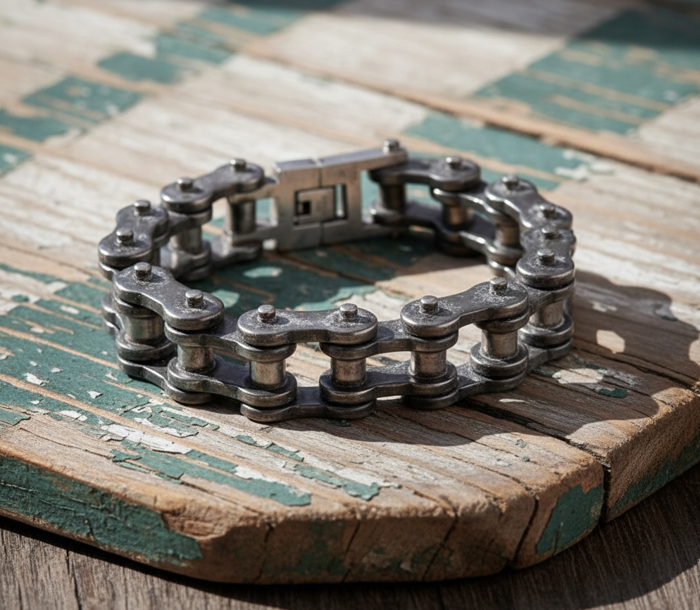 Men's Distressed Bike Chain Bracelet 20mm Stainless Steel SB10