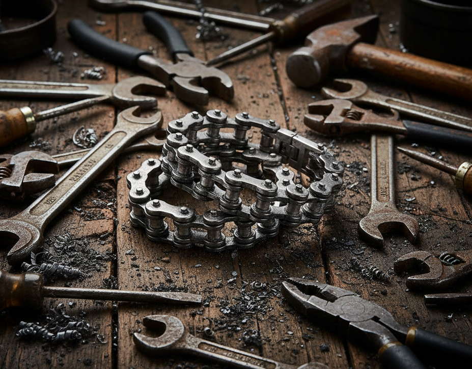 Men's Distressed Bike Chain Bracelet 20mm Stainless Steel SB10