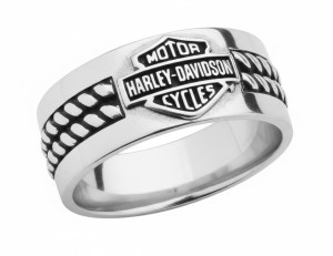 Men's Harley-Davidson&reg; Double Rope Bar & Shield Ring Sterling SilverHDR0445