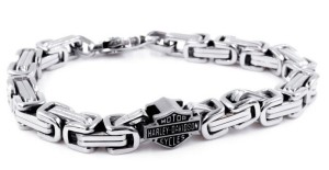 Men's Harley-Davidson&reg; Square Byzantine Bar & Shield Bracelet Double Link Stainless Steel HSB0010 - Product Image