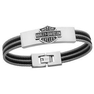 Men's Harley-Davidson® Steel Cable Bar & Shield ID Bracelet Stainless Steel HSB0068 Men's Harley-Davidson® Steel Cable Bar & Shield ID Bracelet Stainless Steel HSB0068 - Product Image