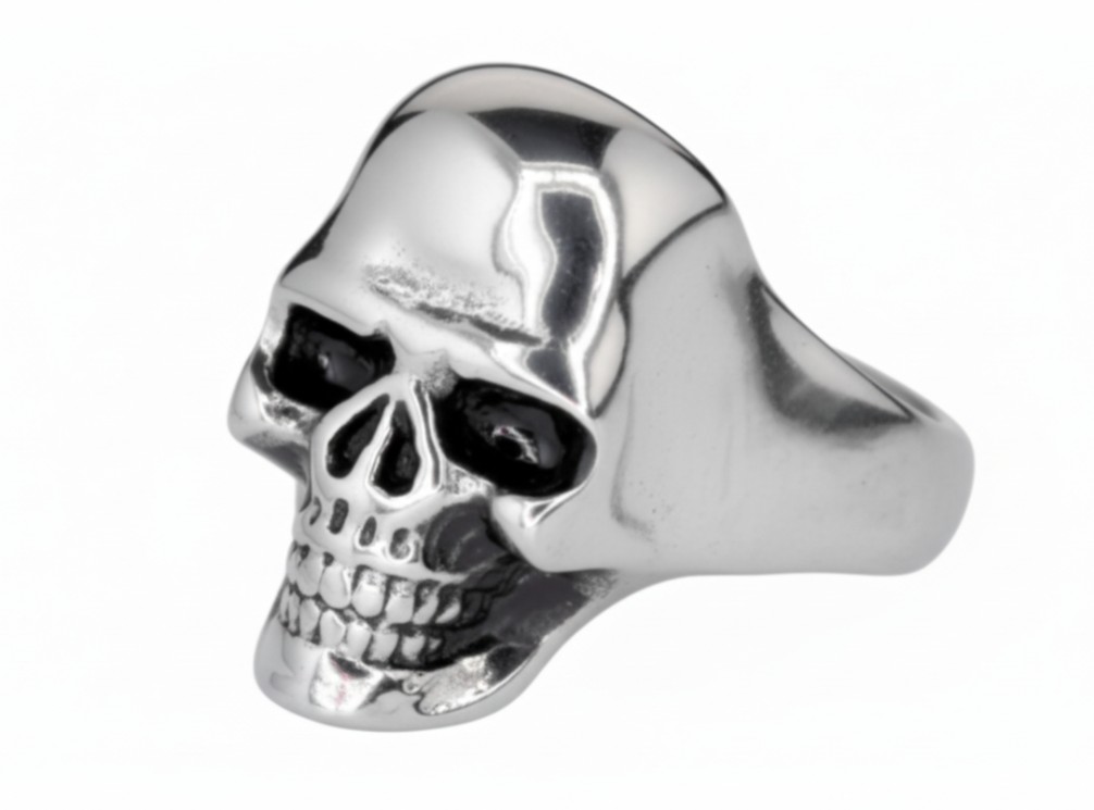 Men's High Polished Skull RingBiker Stainless Steel Sizes 9 - 16
