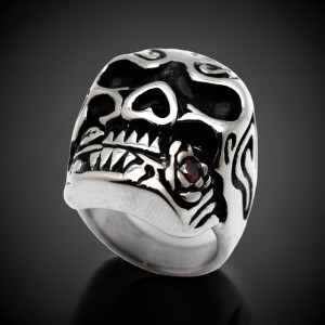 Men's Huge Skull Ring with Red Rose Biker Ring Stainless Steel Sizes 9-15 Men's Huge Skull Ring with Red Rose Biker Ring Stainless Steel Sizes 9-15 - Product Image