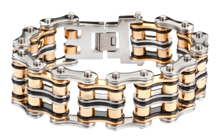32mm Cuban Chains Cuff Bracelet 3 Rows Lady Biker Stainless Steel