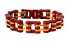Men's Stainless Steel Red & Gold Motorcycle Chain Bracelet Firefighter 