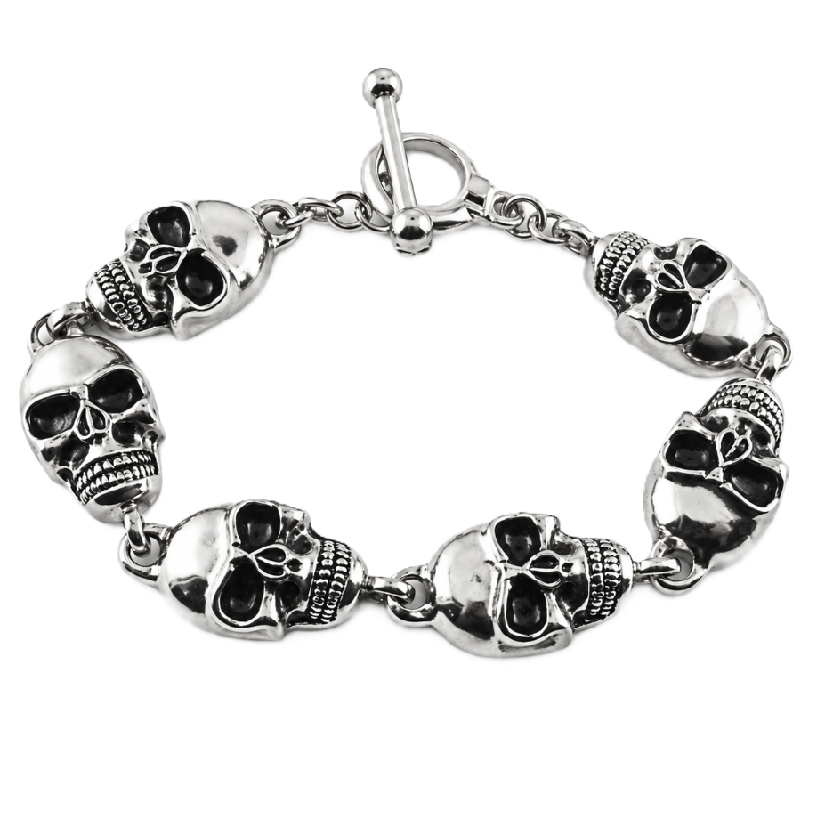 Men's 16mm Toggle Skulls Link Bracelet Biker Stainless SteelFREE SHIPPING - Product Image