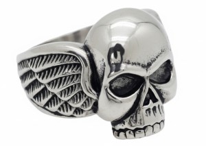 Men's Winged Skull Ring Biker Stainless Steel Sizes 8 - 15 - Product Image