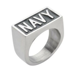 "NAVY" Signet Ring Unisex Military Stainless Steel Ring sizes 8-15 - Product Image