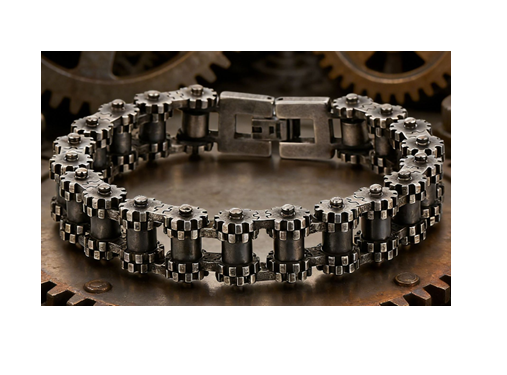 *NEW* 14mm Distressed "Gears" Bike Chain Bracelet Men's Biker Stainless Steel SB244