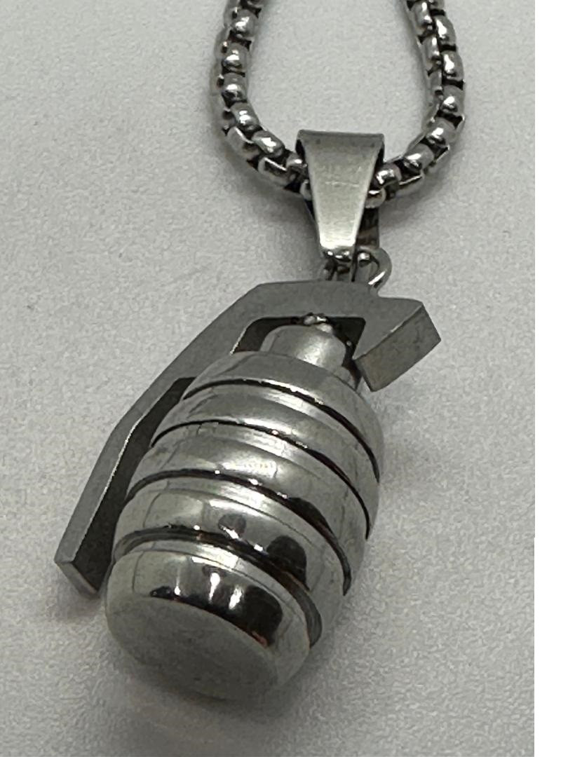 Pendent & Chain Stainless Steel Hang Grenade  - Product Image