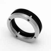 Men's Precision Ring Black & Silver Two-Tone Stainless Steel Wedding Band  Sizes 9-13 