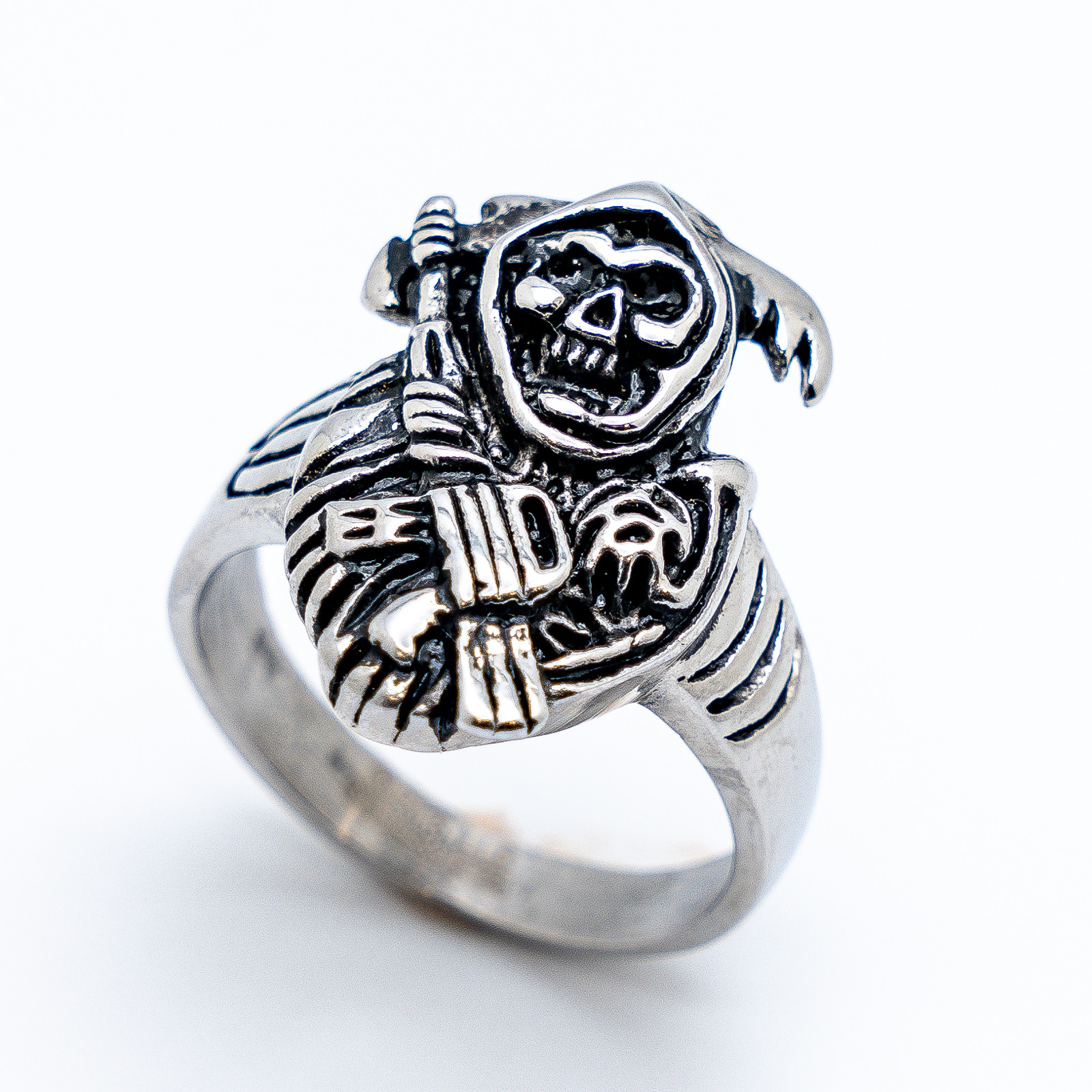Men's Grim Reaper Ring Biker Stainless Steel Ring Sizes 9-15