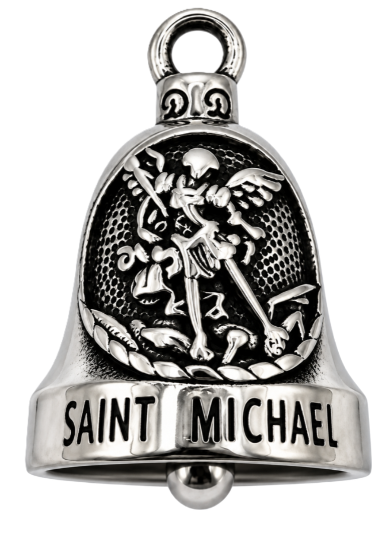 "SAINT MICHAEL" Ride Bell&reg; "Protect Us" Religious Biker Bell Stainless Steel