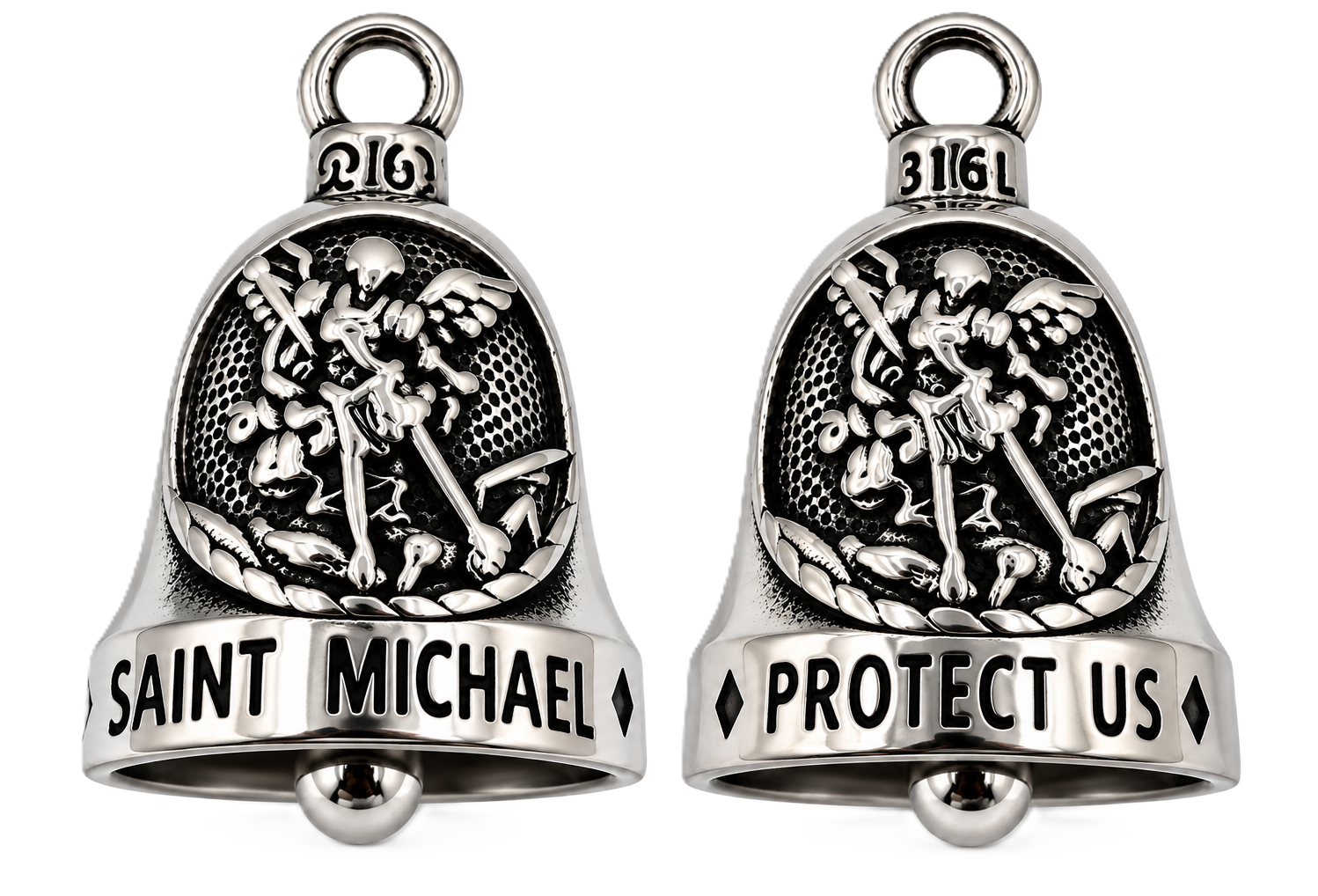 "SAINT MICHAEL" Ride Bell&amp;reg; "Protect Us" Religious Biker Bell Stainless Steel