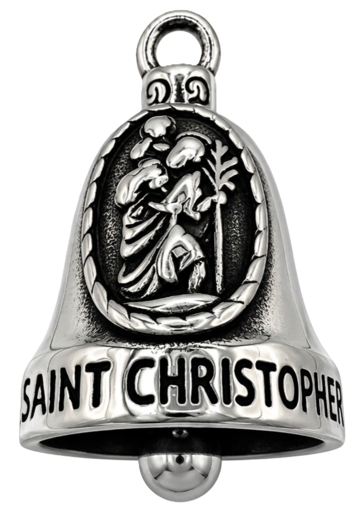 "ST. CHRISTOPHER" Ride Bell "PRAY FOR US" Religious Biker Bell Stainless Steel