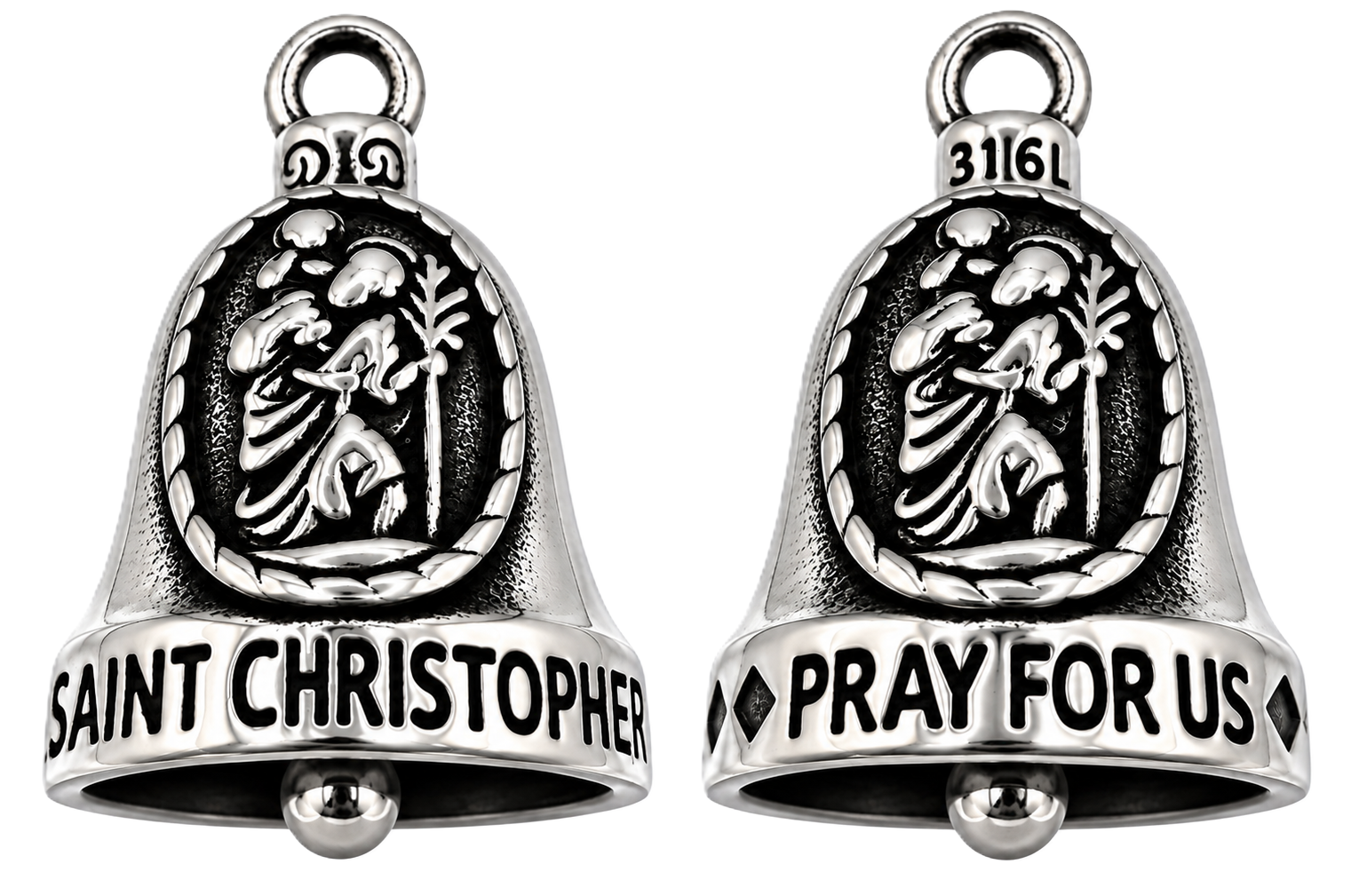 "ST. CHRISTOPHER" Ride Bell "PRAY FOR US" Religious Biker Bell Stainless Steel