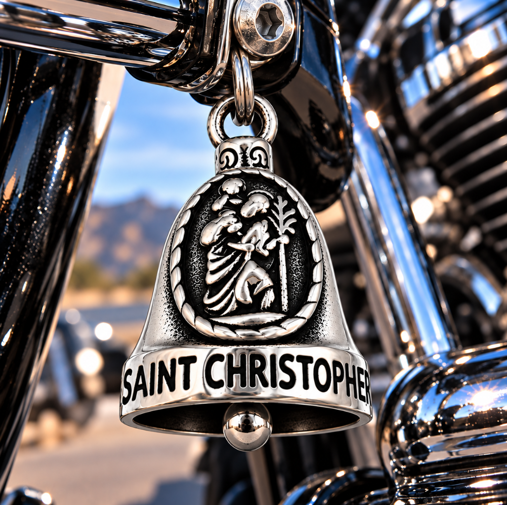 "ST. CHRISTOPHER" Ride Bell "PRAY FOR US" Religious Biker Bell Stainless Steel