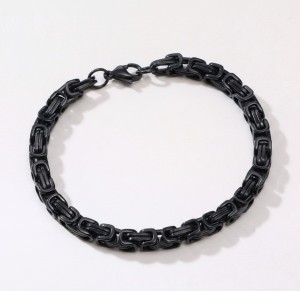 Small 4mm Black Stainless Steel Byzantine Bracelet Men or Women - Product Image