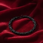 Small 4mm Black Stainless Steel Byzantine Bracelet Men or Women