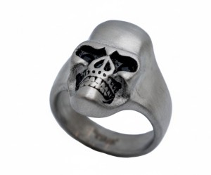 Stainless Steel Brushed Skull Ring Black Eyes 9 - 15 Stainless Steel Brushed Skull Ring Black Eyes 9 - 15 - Product Image