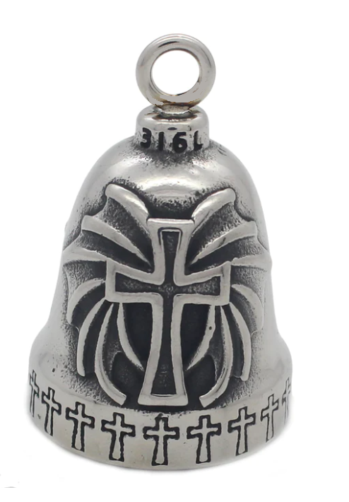 Winged Cross Ride Bell&amp;reg; Religious Motorcycle Bell Stainless Steel