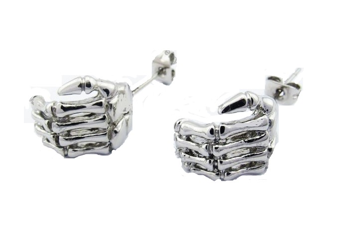 Stainless Steel Unisex Skeleton Hand Pirate Earrings