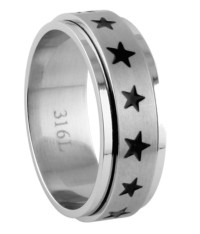 Unisex "Stars" Spinner Ring Wedding Band Stainless Steel  Sizes 5-14 