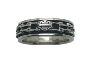 Harley-Davidson&reg; Spinner Bike Chain B&S Logo Ring Sterling Silver HDR0174 - Product Image