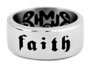 Unisex "Faith" Ring Wedding Band Religious Stainless Steel Sizes 7-15 - Product Image