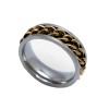 Unisex Gold Chain Spinner Ring Curb Link Two Tone Wedding Band Stainless Steel   Sizes 6-15 