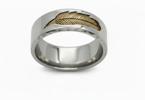 Men's Feather Ring Tribal Design Wedding Band Stainless Steel
